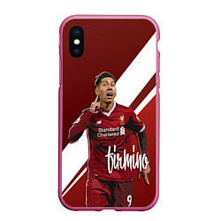 Чехол iPhone XS Max матовый Roberto Firmino, цвет: 3D-малиновый