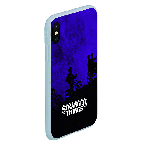 Чехол iPhone XS Max матовый Stranger Things: Moon Biker / 3D-Голубой – фото 2