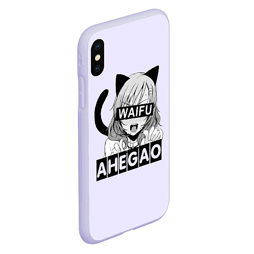 Чехол iPhone XS Max матовый Ahegao Waifu / 3D-Светло-сиреневый – фото 2