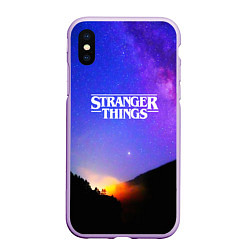 Чехол iPhone XS Max матовый Stranger Things: Space Rising, цвет: 3D-сиреневый