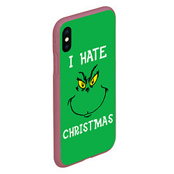 Чехол iPhone XS Max матовый I hate christmas, цвет: 3D-малиновый — фото 2