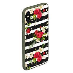 Чехол iPhone XS Max матовый Розы и орхидеи, цвет: 3D-темно-зеленый — фото 2