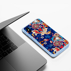 Чехол iPhone XS Max матовый Экзотический орнамент, цвет: 3D-голубой — фото 2