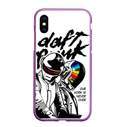 Чехол iPhone XS Max матовый Daft Punk: Our work is never over, цвет: 3D-фиолетовый