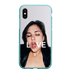 Чехол iPhone XS Max матовый Sasha Grey: LOVE, цвет: 3D-мятный