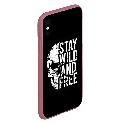 Чехол iPhone XS Max матовый Stay wild and free / 3D-Малиновый – фото 2