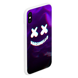 Чехол iPhone XS Max матовый Marshmello: Violet Glitch, цвет: 3D-белый — фото 2