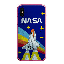 Чехол iPhone XS Max матовый NASA: Magic Space, цвет: 3D-малиновый