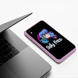 Чехол iPhone XS Max матовый Sally Face: Dead Smile, цвет: 3D-сиреневый — фото 2