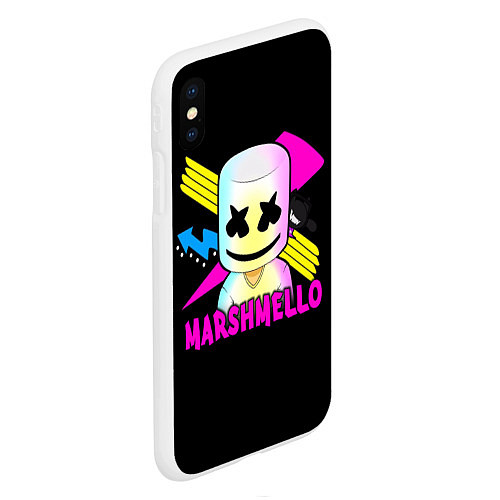 Чехол iPhone XS Max матовый Marshmello DJ / 3D-Белый – фото 2