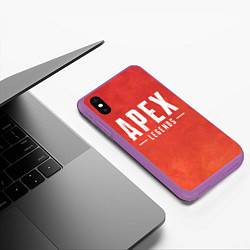Чехол iPhone XS Max матовый Apex Legends: Red Logo, цвет: 3D-фиолетовый — фото 2