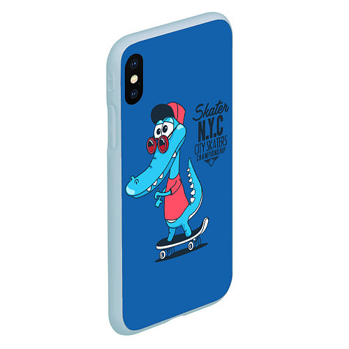 Чехол iPhone XS Max матовый Skate NYC / 3D-Голубой – фото 2