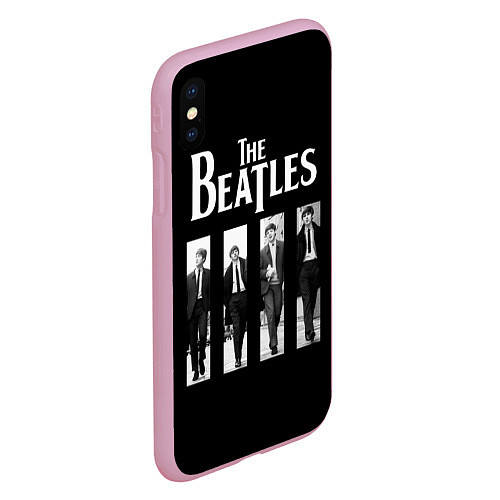 Чехол iPhone XS Max матовый The Beatles: Black Side / 3D-Розовый – фото 2