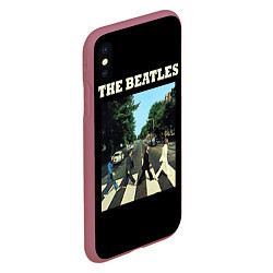 Чехол iPhone XS Max матовый The Beatles: Abbey Road, цвет: 3D-малиновый — фото 2