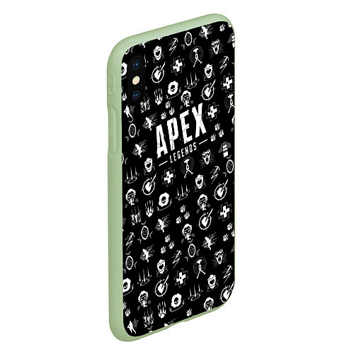 Чехол iPhone XS Max матовый Apex Legends: Black Pattern / 3D-Салатовый – фото 2