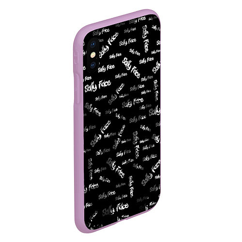 Чехол iPhone XS Max матовый Sally Face: Black Pattern / 3D-Сиреневый – фото 2