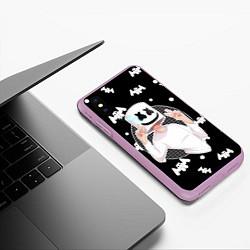 Чехол iPhone XS Max матовый Marshmello: Black Gang, цвет: 3D-сиреневый — фото 2