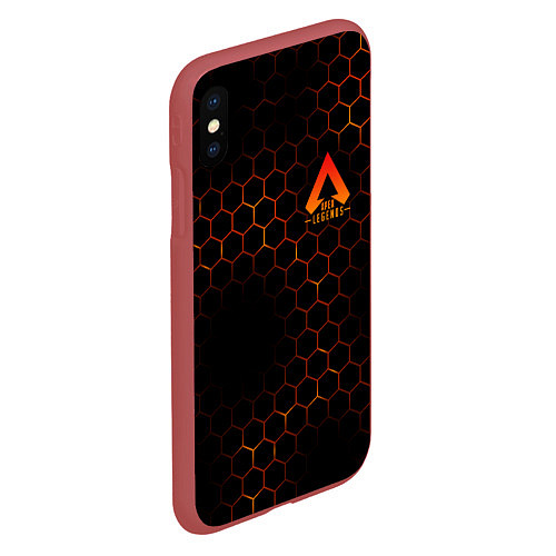 Чехол iPhone XS Max матовый Apex Legends: Orange Carbon / 3D-Красный – фото 2