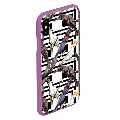Чехол iPhone XS Max матовый Попугаи Какаду / 3D-Фиолетовый – фото 2