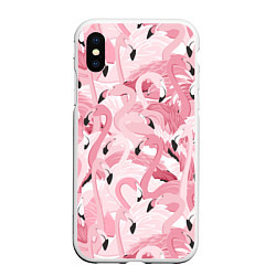 Чехол iPhone XS Max матовый Розовый фламинго