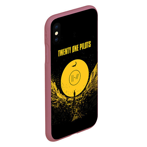 Чехол iPhone XS Max матовый Twenty One Pilots: Yellow Moon / 3D-Малиновый – фото 2