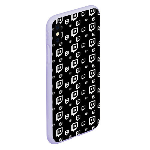 Чехол iPhone XS Max матовый Twitch: Black Pattern / 3D-Светло-сиреневый – фото 2