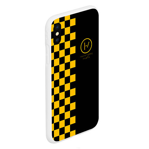 Чехол iPhone XS Max матовый 21 Pilots: Yellow Grid / 3D-Белый – фото 2