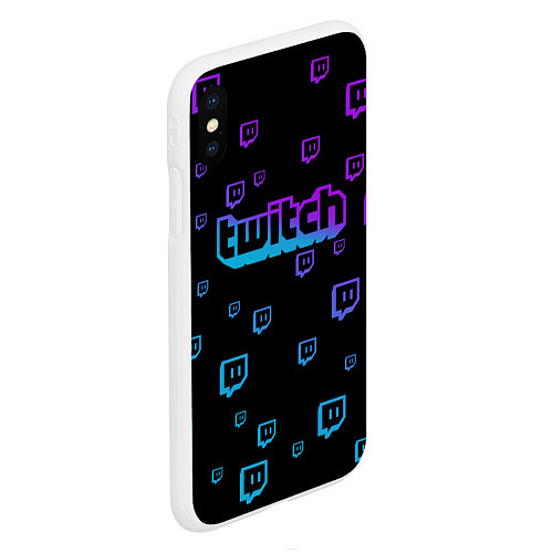 Чехол iPhone XS Max матовый Twitch: Neon Style / 3D-Белый – фото 2