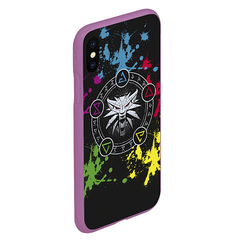Чехол iPhone XS Max матовый Ведьмак: Сила стихий / 3D-Фиолетовый – фото 2