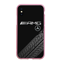 Чехол iPhone XS Max матовый Mercedes AMG: Street Racing, цвет: 3D-розовый