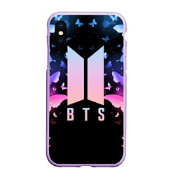 Чехол iPhone XS Max матовый BTS: Black Butterflies