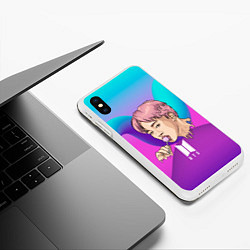 Чехол iPhone XS Max матовый BTS Psyco, цвет: 3D-белый — фото 2