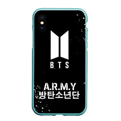 Чехол iPhone XS Max матовый BTS ARMY, цвет: 3D-мятный