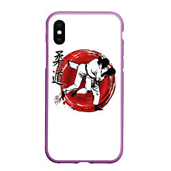 Чехол iPhone XS Max матовый Judo: Japan, цвет: 3D-фиолетовый