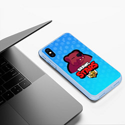 Чехол iPhone XS Max матовый Bear: Brawl Stars, цвет: 3D-голубой — фото 2