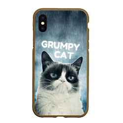 Чехол iPhone XS Max матовый Grumpy Cat, цвет: 3D-коричневый