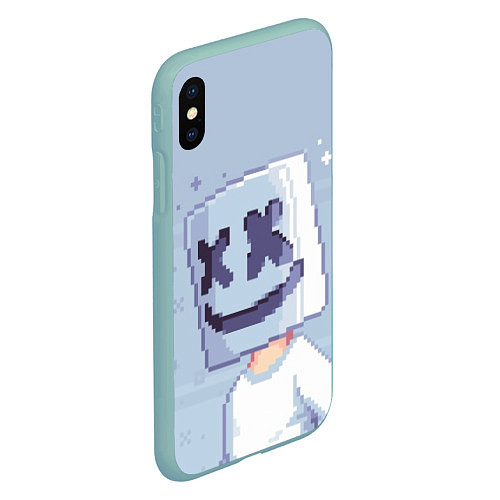 Чехол iPhone XS Max матовый Marshmello Pixel / 3D-Мятный – фото 2