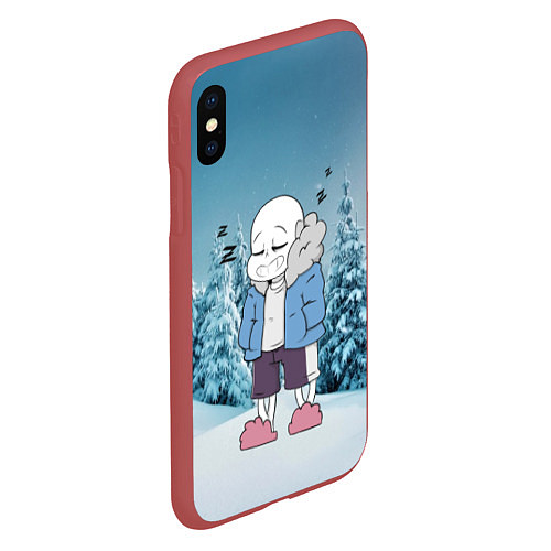 Чехол iPhone XS Max матовый Sans Winter / 3D-Красный – фото 2