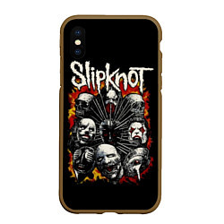 Чехол iPhone XS Max матовый Slipknot: Faces, цвет: 3D-коричневый