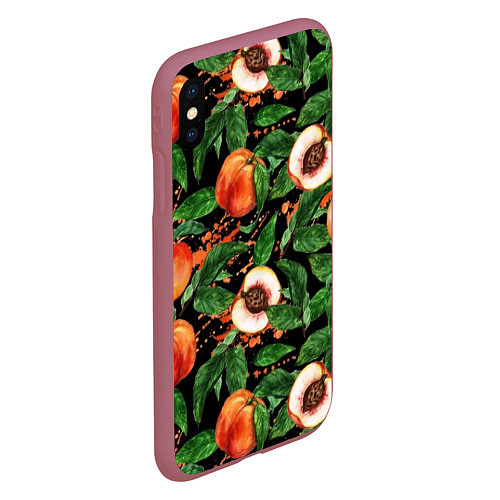 Чехол iPhone XS Max матовый Персики / 3D-Малиновый – фото 2