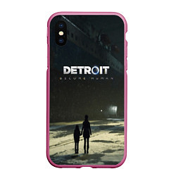 Чехол iPhone XS Max матовый Detroit: Become Human, цвет: 3D-малиновый