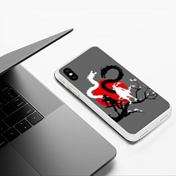 Чехол iPhone XS Max матовый Битва драконов, цвет: 3D-белый — фото 2