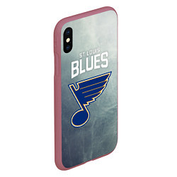 Чехол iPhone XS Max матовый St Louis Blues, цвет: 3D-малиновый — фото 2