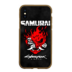 Чехол iPhone XS Max матовый Cyberpunk 2077: Samurai, цвет: 3D-коричневый