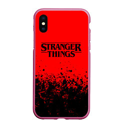 Чехол iPhone XS Max матовый STRANGER THINGS, цвет: 3D-малиновый