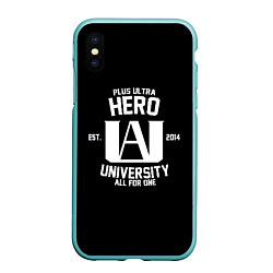 Чехол iPhone XS Max матовый My Hero Academia белый лого, цвет: 3D-мятный