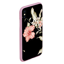 Чехол iPhone XS Max матовый Красивые Цветочки, цвет: 3D-розовый — фото 2