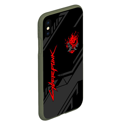 Чехол iPhone XS Max матовый Cyberpunk 2077: Grey Samurai / 3D-Темно-зеленый – фото 2