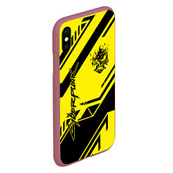 Чехол iPhone XS Max матовый Cyberpunk 2077: Yellow Samurai, цвет: 3D-малиновый — фото 2