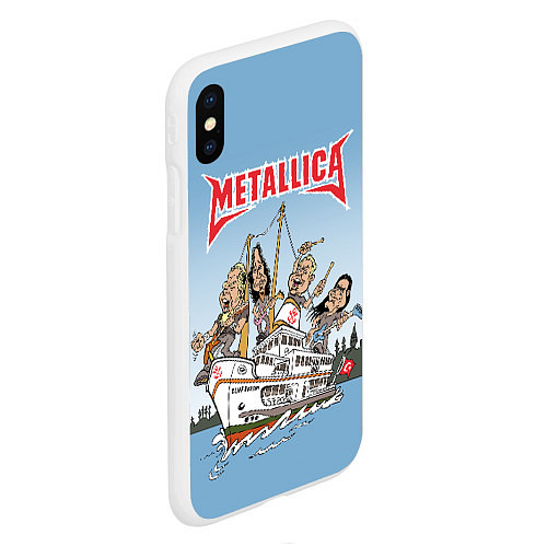 Чехол iPhone XS Max матовый Metallica - музыканты на карабле / 3D-Белый – фото 2